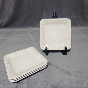 Set Of 4 Elama Ivory Lotus 8" Stoneware Salad Plate